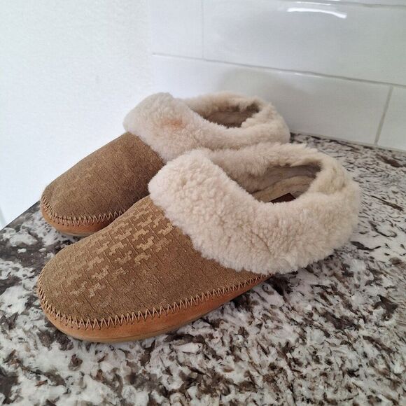 Tory Burch genuine Leather Suede sheepskin fur slippers size 7 - Picture 5 of 11